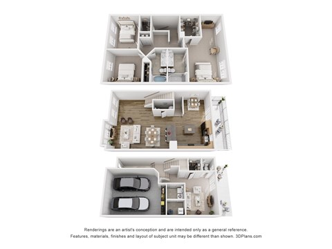Floor plan for 3 beds, 2.5 baths, 2394 sqft
